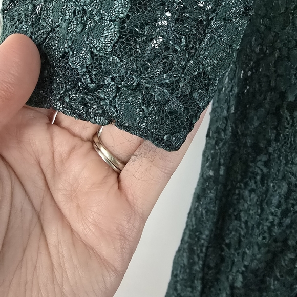 Dawn Joy Fashion Dress Size 6P Petite Green Lace Midi Women Dress USA Made - Picture 16 of 16
